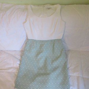 Tahari White and Green Dress Size 6P